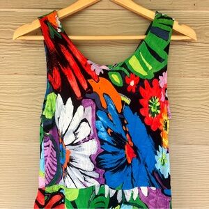 Jams World Flower Vibes Sleeveless Dress Sun Dress Rayon Floral Hawaiian Small